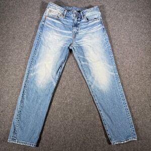 American Eagle Baggy Jeans Mens 32x30 Light Wash Blue Flex Relaxed Fit Denim